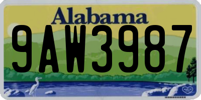 AL license plate 9AW3987