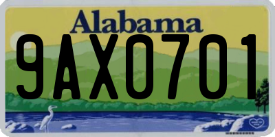 AL license plate 9AX0701