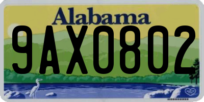 AL license plate 9AX0802