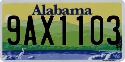 AL license plate 9AX1103