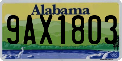 AL license plate 9AX1803