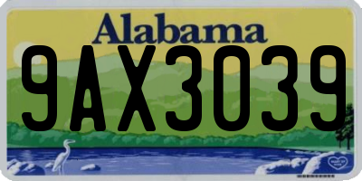 AL license plate 9AX3039