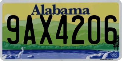 AL license plate 9AX4206