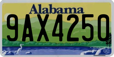 AL license plate 9AX4250
