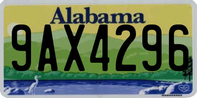 AL license plate 9AX4296