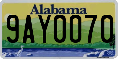 AL license plate 9AY0070