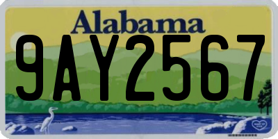 AL license plate 9AY2567