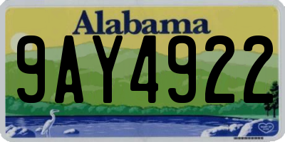 AL license plate 9AY4922