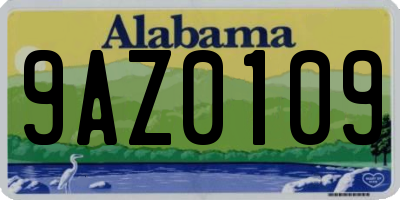 AL license plate 9AZ0109