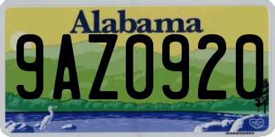 AL license plate 9AZ0920