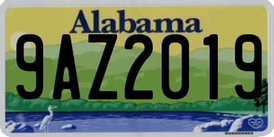 AL license plate 9AZ2019