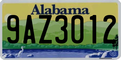 AL license plate 9AZ3012