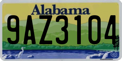 AL license plate 9AZ3104