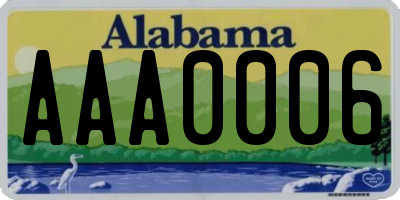 AL license plate AAA0006