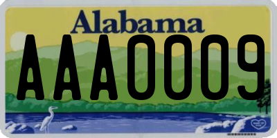 AL license plate AAA0009