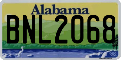 AL license plate BNL2068