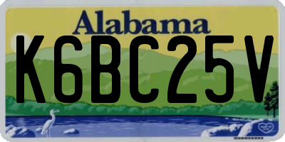 AL license plate K6BC25V