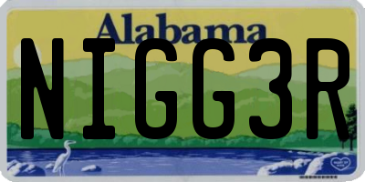 AL license plate NIGG3R