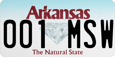 AR license plate 001MSW