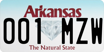 AR license plate 001MZW