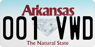 AR license plate 001VWD