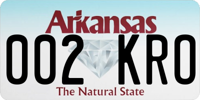AR license plate 002KRO