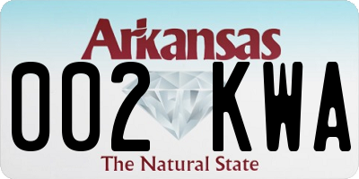 AR license plate 002KWA