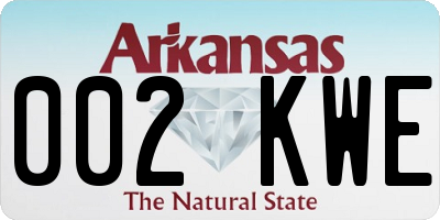 AR license plate 002KWE