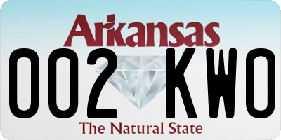 AR license plate 002KWO