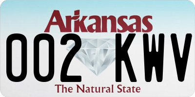 AR license plate 002KWV