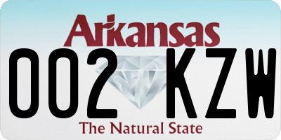 AR license plate 002KZW