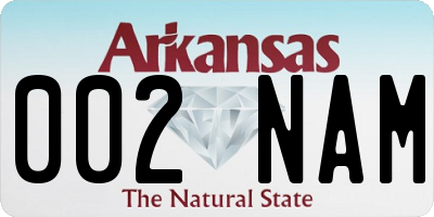 AR license plate 002NAM