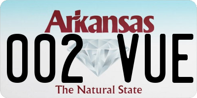 AR license plate 002VUE