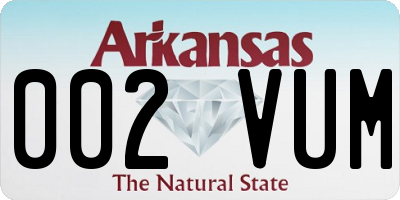 AR license plate 002VUM