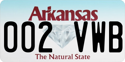 AR license plate 002VWB