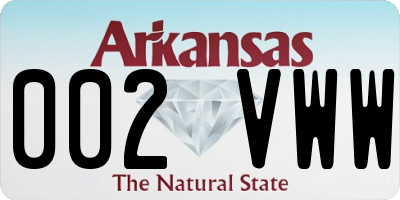 AR license plate 002VWW