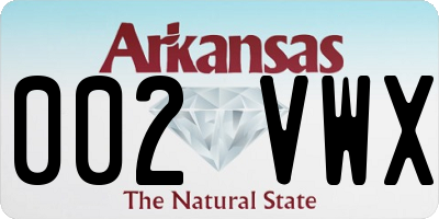 AR license plate 002VWX