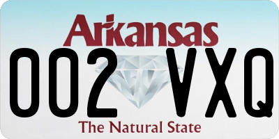 AR license plate 002VXQ