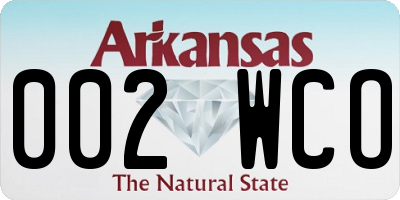 AR license plate 002WCO