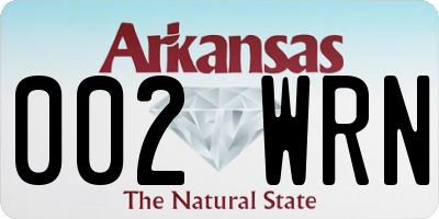 AR license plate 002WRN