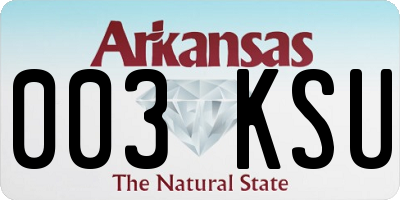 AR license plate 003KSU