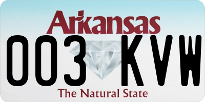AR license plate 003KVW