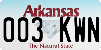 AR license plate 003KWN