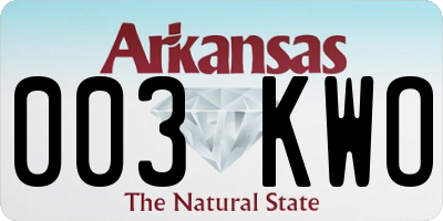AR license plate 003KWO
