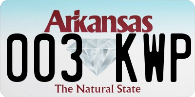 AR license plate 003KWP