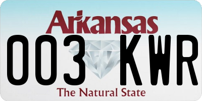 AR license plate 003KWR