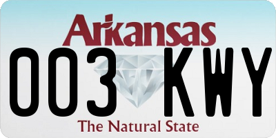 AR license plate 003KWY