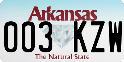 AR license plate 003KZW