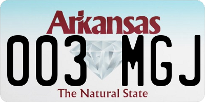 AR license plate 003MGJ
