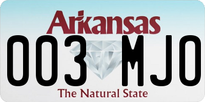 AR license plate 003MJO